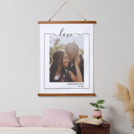Tapiz Con Marco De Madera Tipografía personalizada de amor por la foto