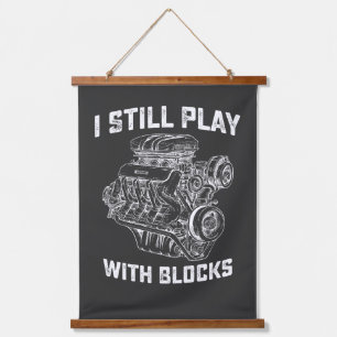 Tapiz Con Marco De Madera Todavía Juego Con Blocks Car Mechanic