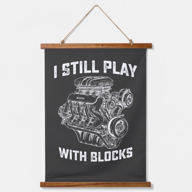 Tapiz Con Marco De Madera Todavía Juego Con Blocks Car Mechanic (Anverso)