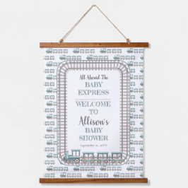 Tapiz Con Marco De Madera Todo a bordo del Baby Express Train Boy Baby Showe