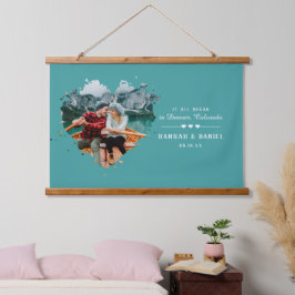 Tapiz Con Marco De Madera Todo Empezó | Foto Romántica Personalizada para Pa