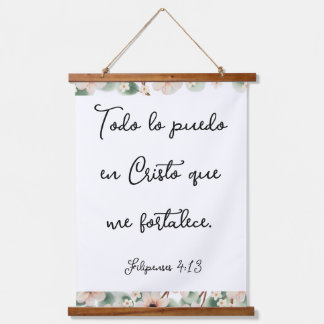 Tapiz Con Marco De Madera Todo lo puedo en Cristo que me fortalece.