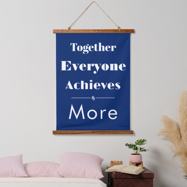 Tapiz Con Marco De Madera Together Everyone Achieves More - Navy Blue (Dormitorio)
