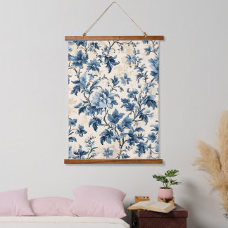 Tapiz Con Marco De Madera Toile azul del país francés