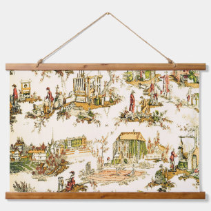 Tapiz Con Marco De Madera Toile Creme Francés Chinoiserie Estilo Rústico