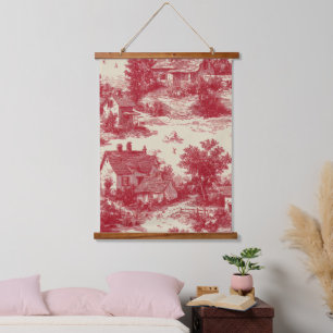 Tapiz Con Marco De Madera Toile Rojo Tradicional - Pastoral y Arquitectónico