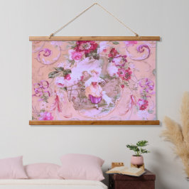 Tapiz Con Marco De Madera Toile victoriano antiguo Rococo estilo Floral Rosa
