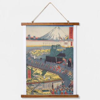 TAPIZ CON MARCO DE MADERA TOKAIDO FUCHU ウッドウォールタペストリー