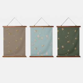 Tapiz Con Marco De Madera Tonos de la Tierra + Ditsy de CremaTapiz de pared 