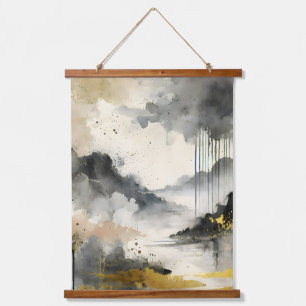 Tapiz Con Marco De Madera Tormenta dorada