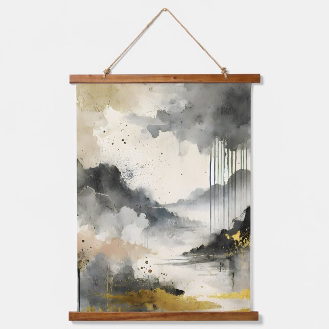 Tapiz Con Marco De Madera Tormenta dorada (Anverso)