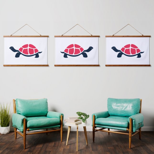 Tapiz Con Marco De Madera Tortoise Rojo (Sala de estar)