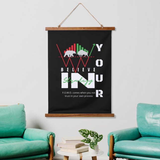 Tapiz Con Marco De Madera Trade Motivation | Bullish | Pattern (Sala de estar)