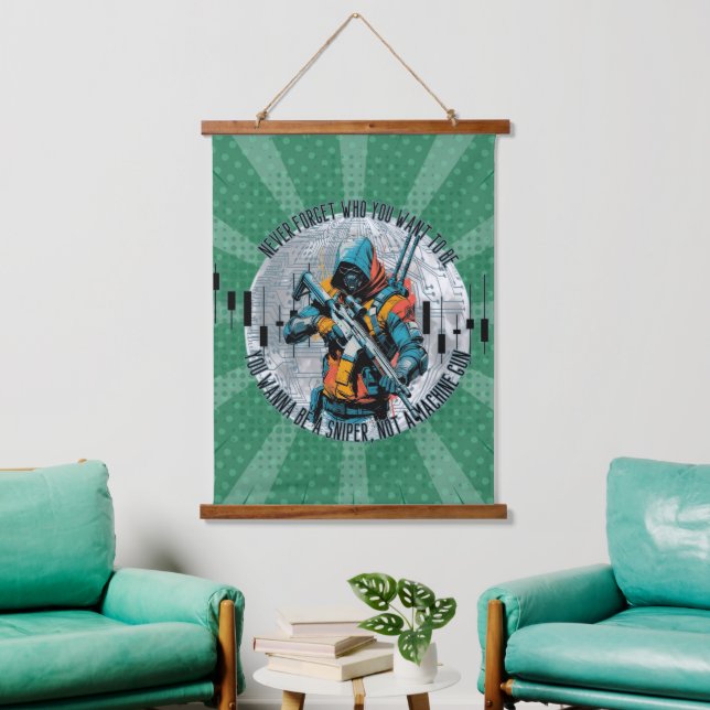 Tapiz Con Marco De Madera Trade Motivation | Cyberpunk Sniper | Fantasy  (Sala de estar)