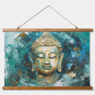 Tapiz Con Marco De Madera Tranquilidad Buda Aura Arte Espiritual