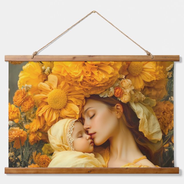 Tapiz Con Marco De Madera Tributo A Las Mamás (Anverso )