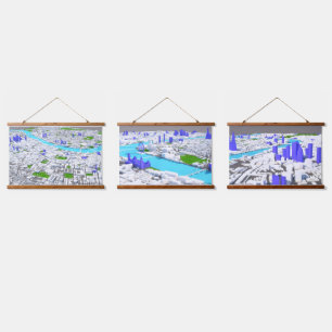 Tapiz Con Marco De Madera Triple Tapestries de Londres 3D