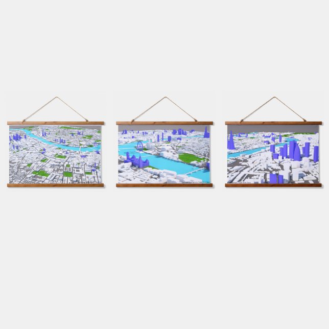 Tapiz Con Marco De Madera Triple Tapestries de Londres 3D (Triple)