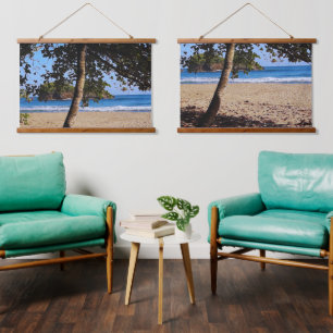 Tapiz Con Marco De Madera tropical serenity beach