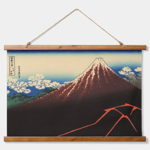 Tapiz Con Marco De Madera Trueno y Monte Fuji, Hokusai, Ukiyo-e
