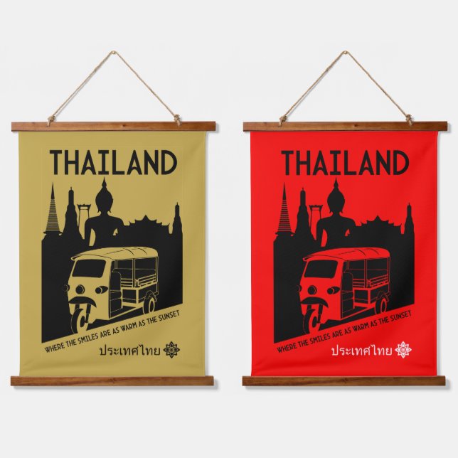 Tapiz Con Marco De Madera Tuk Tuk Tailandia (Doble)