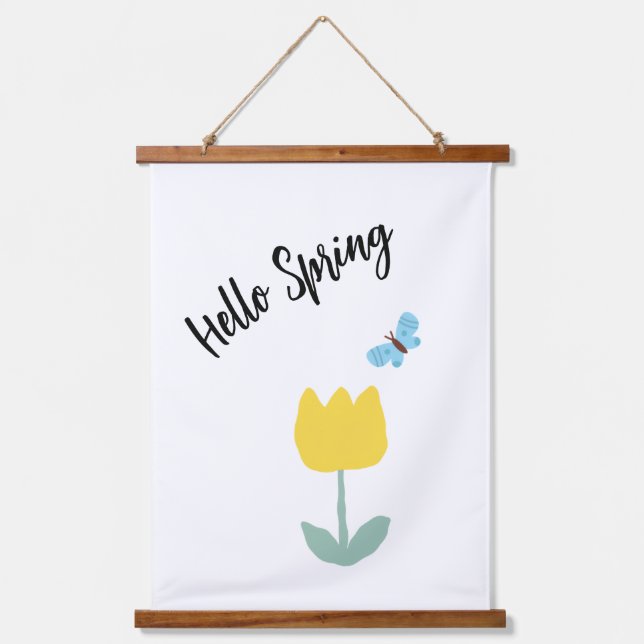 Tapiz Con Marco De Madera tulip flowers butterfly (Anverso)