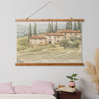 Tapiz Con Marco De Madera Tuscan Vineyard Watercolor Wedding Backdrop Tapest