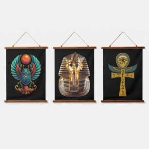 Tapiz Con Marco De Madera Tutankamón - Escarabajo - Ankh 