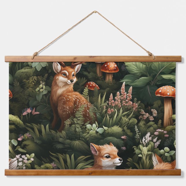 Tapiz Con Marco De Madera Twilight Forest Friends Botanical (Anverso )