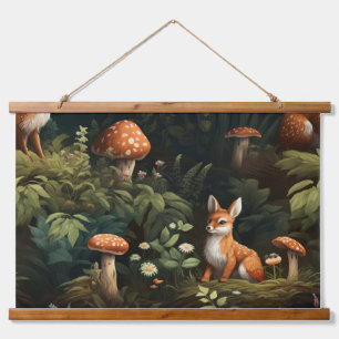 Tapiz Con Marco De Madera Twilight Forest Friends Botanical