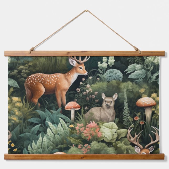 Tapiz Con Marco De Madera Twilight Forest Friends Botanical (Anverso )