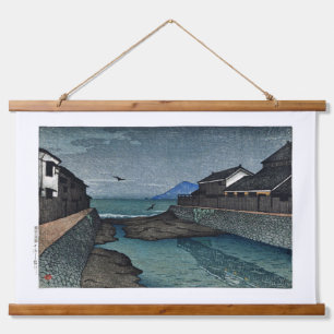 Tapiz Con Marco De Madera ukiyoe [hasui] C17 río Hori, Obama