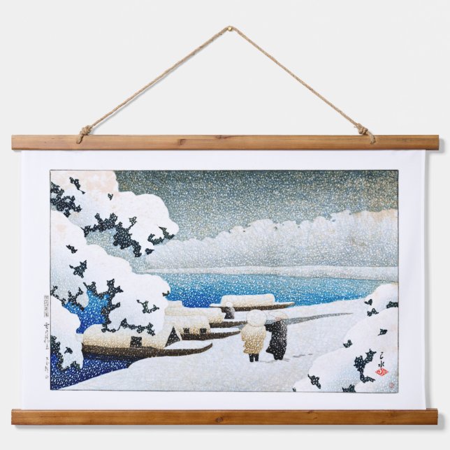 Tapiz Con Marco De Madera ukiyoe [hasui] C27 Amanohashidate en nieve (Anverso )