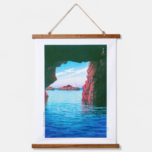 Tapiz Con Marco De Madera ukiyoe - hasui - Caverna Kojaku Nº 47, Oga... (Anverso)