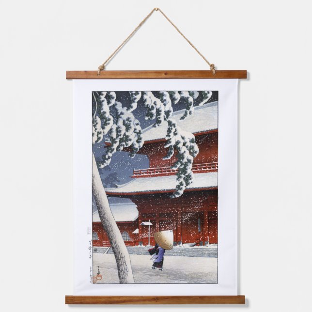 Tapiz Con Marco De Madera ukiyoe hasui n04 Templo Zōjō-ji en Shiba (Anverso)