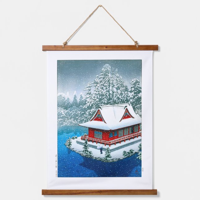 Tapiz Con Marco De Madera ukiyoe - hasui - Nieve número 26 en el parque Inok (Anverso)