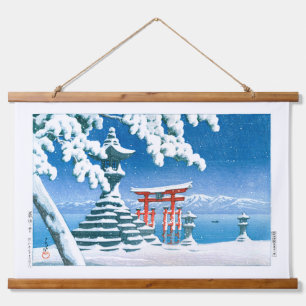 Tapiz Con Marco De Madera ukiyoe - hasui - Nieve número 4 en Itsukushima -