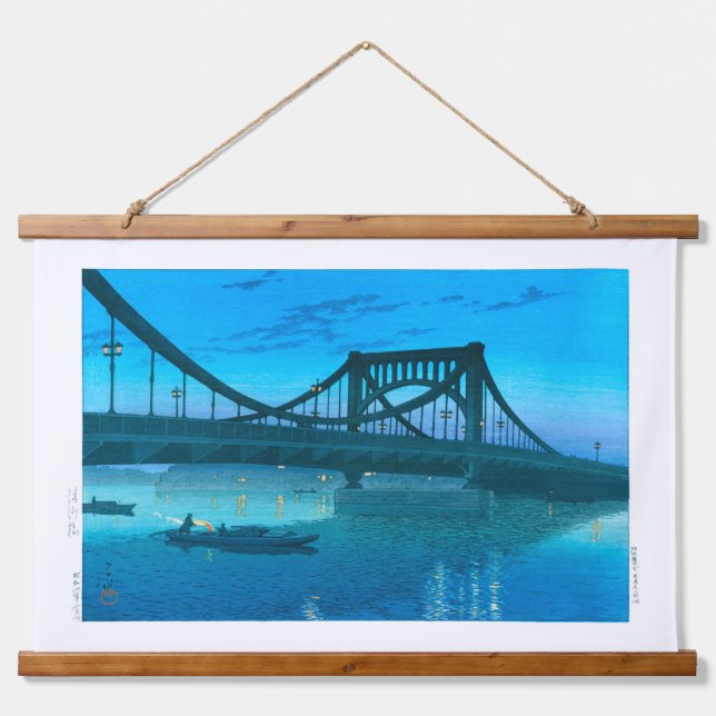 Tapiz Con Marco De Madera ukiyoe - hasui - Puente Kiyosu Nº 11 - (Anverso )