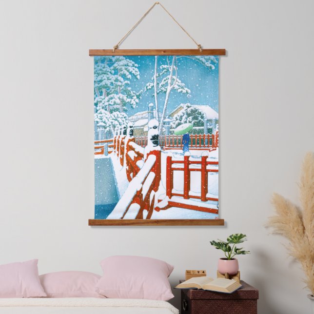 Tapiz Con Marco De Madera ukiyoe - hasui - Puente Yakumo Nº 24 de Nagata ... (Dormitorio)