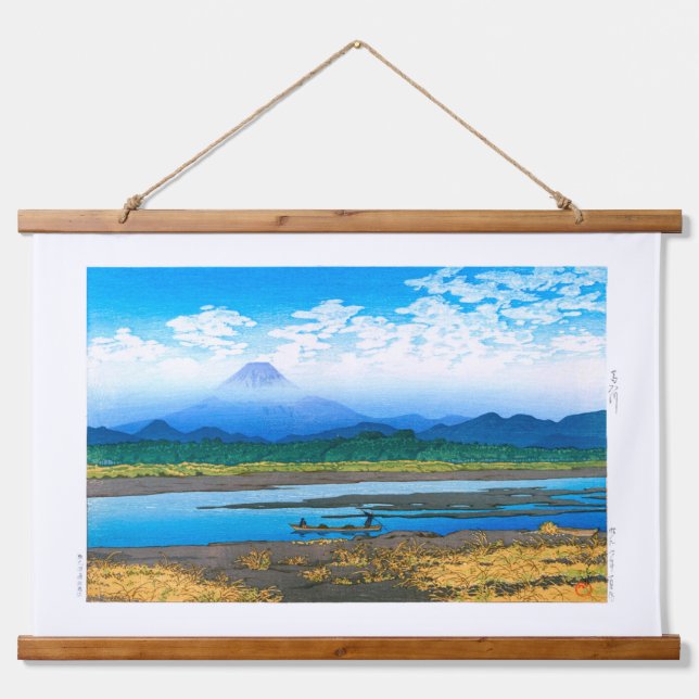 Tapiz Con Marco De Madera ukiyoe - hasui - río Banyū Nº 37 - (Anverso )