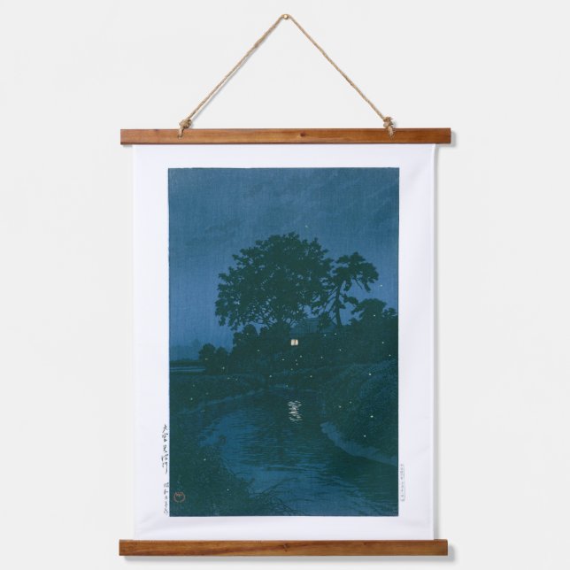 Tapiz Con Marco De Madera ukiyoe - hasui - río No. 45 Minuma en Omiya - (Anverso)