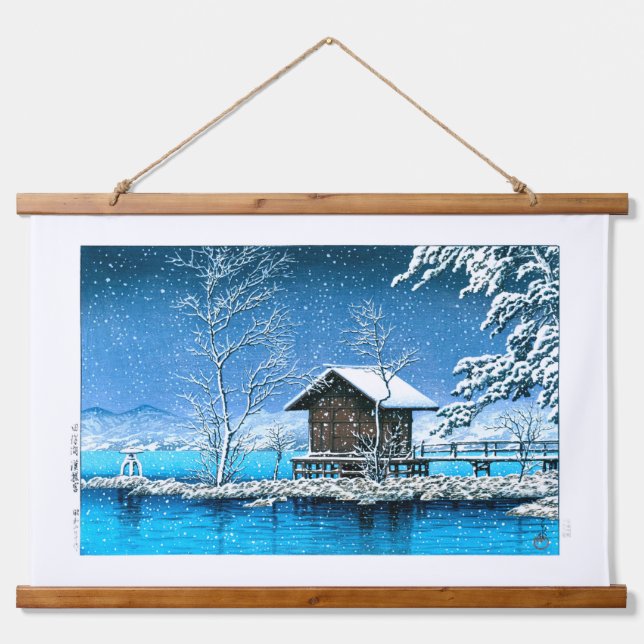 Tapiz Con Marco De Madera ukiyoe - hasui - santuario Kansanomiya nº 28 en .. (Anverso )