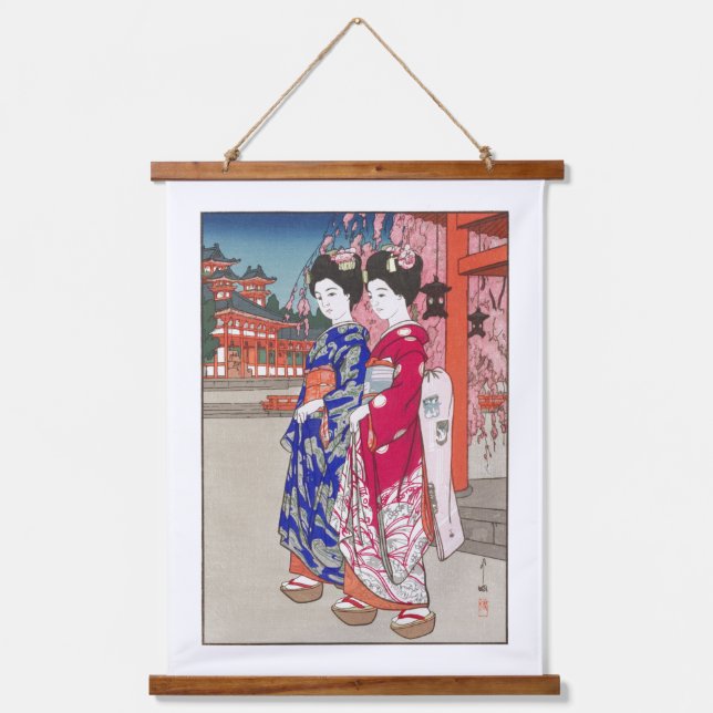 Tapiz Con Marco De Madera ukiyoe - Yoshida - 14 - Maiko - (Anverso)