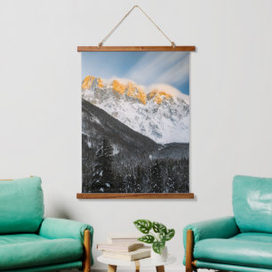 Tapiz Con Marco De Madera Última luz de la puesta de sol en los Alpes eslove