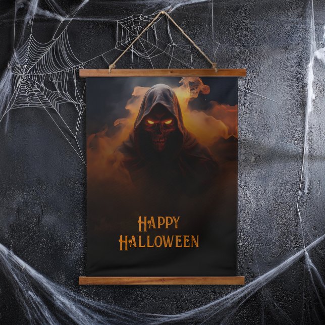 Tapiz Con Marco De Madera Un demonio oscuro con naranja humo halloween (Subido por el creador)