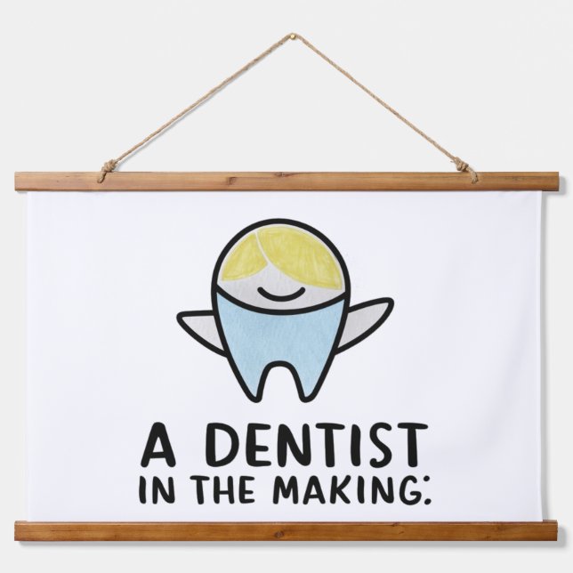 Tapiz Con Marco De Madera Un dentista en formación  (Anverso )