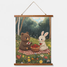 Tapiz Con Marco De Madera Un dulce picnic de Berry en la pradera