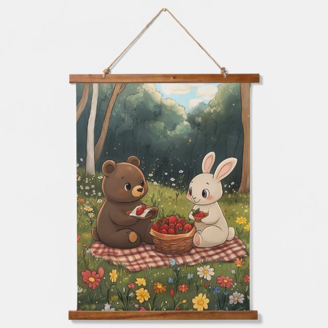 Tapiz Con Marco De Madera Un dulce picnic de Berry en la pradera (Anverso)