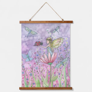 Tapiz Con Marco De Madera Un encuentro amistoso Arte de hada y mariposa