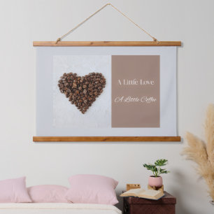 Tapiz Con Marco De Madera Un Poco de Amor Un Poco de Café, Regalo para Amant